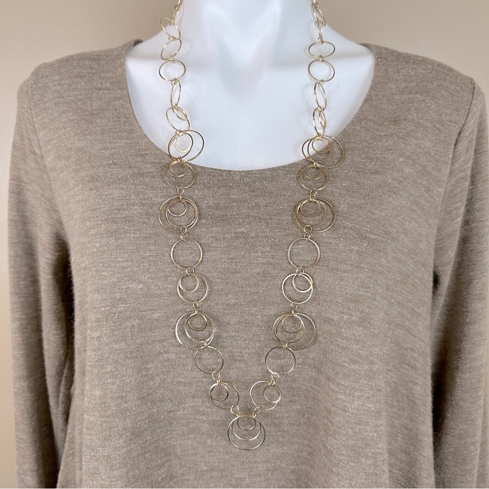 Long Circle Large Link Gold Tone Chain Necklace Statement Maximalist